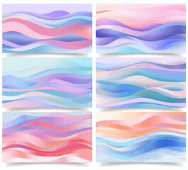 Obraz premium Abstract Pastel Wave Backgrounds Set 