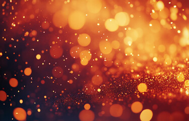 Radiant Golden Bokeh Lights on Deep Orange Warm Background