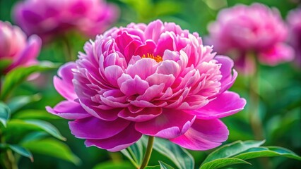Fototapeta premium Close-up of a pink peony flower in full bloom, detailed petals and vibrant colors, Pink, peony, flower, close-up, macro, summer