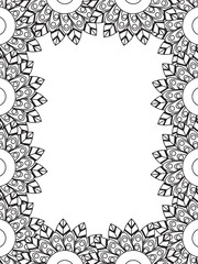 All these designs are hand-drawn and unique 
Flower Border Beautiful black and white illustration for adult coloring book,
This is a printable Beautiful Zentangle Coloring page for KDP Interior, POD p