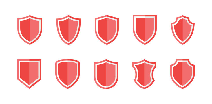 shield vector set red vector design illustrator