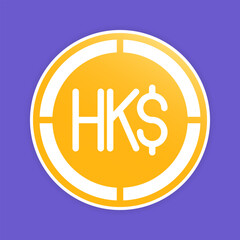 Dollar coins icons. Hong Kong money symbol, minimalist currency icons with gradient fill.