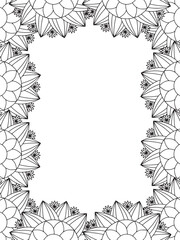 All these designs are hand-drawn and unique 
Flower Border Beautiful black and white illustration for adult coloring book,
This is a printable Beautiful Zentangle Coloring page for KDP Interior, POD p