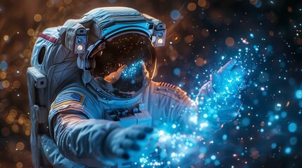 A detailed and vibrant depiction of an astronaut