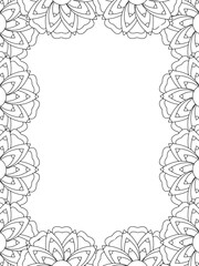 All these designs are hand-drawn and unique 
Flower Border Beautiful black and white illustration for adult coloring book,
This is a printable Beautiful Zentangle Coloring page for KDP Interior, POD p