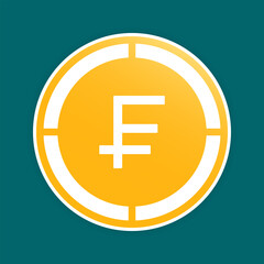 franc coin icons. Swiss money symbol, versatile gradient fill currency icons.