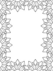 All these designs are hand-drawn and unique 
Flower Border Beautiful black and white illustration for adult coloring book,
This is a printable Beautiful Zentangle Coloring page for KDP Interior, POD p