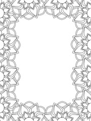 All these designs are hand-drawn and unique 
Flower Border Beautiful black and white illustration for adult coloring book,
This is a printable Beautiful Zentangle Coloring page for KDP Interior, POD p