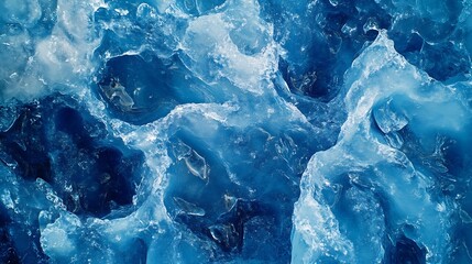 Fototapeta premium Closeup of blue and white striated ice patterns on vatnajkull glacier in vatnajkull national park iceland showcasing the natural artistry of glacial formations : Generative AI