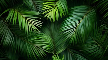 Close up green sago palm leaf patterns : Generative AI