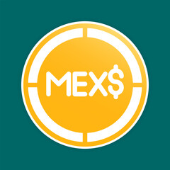 Peso coins icons. Mexican money symbol, unique gradient currency logo.