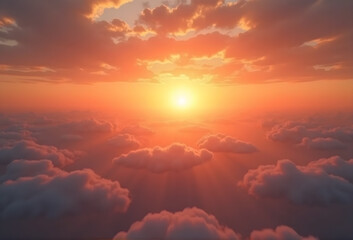 Sunlight with clouds and orange sky background