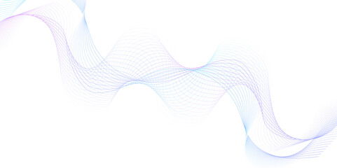 White wave curve lines banner background design. Abstract soft wave lines dynamic flowing purple and blue   isolated background. Vector Illustration of the pink pattern of lines. stripes on white.	