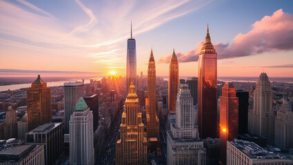 Obraz premium sunset over city