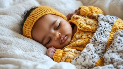 2024 Happy New Year baby Newborn infant asleep on a white blanket : Generative AI