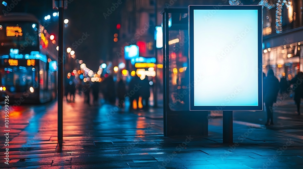 Aufkleber blank white bus stop vertical billboard mockup in front of an empty street outdoor advertising light