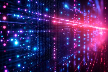 Naklejka premium Digital Technology background of data and network created with Generative AI