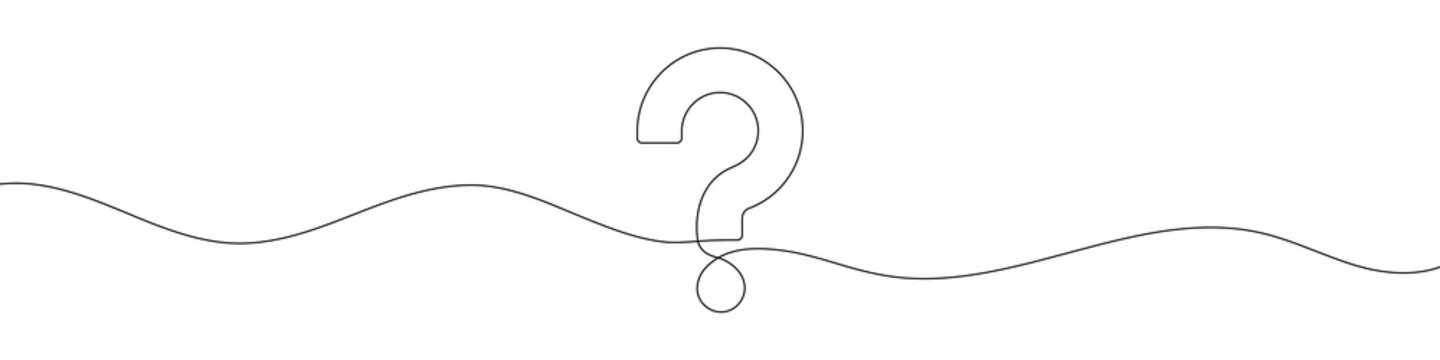 Continuous line drawing of question mark symbol. One line drawing. Single line art. Vector illustration.