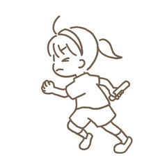 運動会でリレーを頑張る女の子
