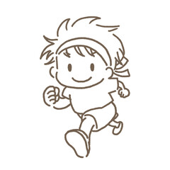 運動会でかけっこを頑張る男の子