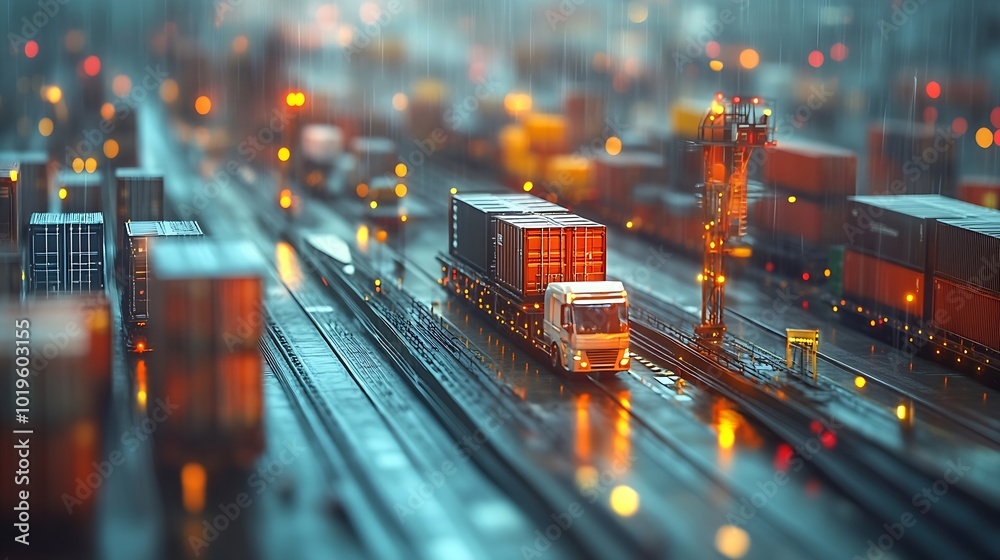 Poster Transportation and logistics network distribution technology concept Using AI in logistics and supply chain management Planning with real time visibility and control over optimized sup : Generative AI