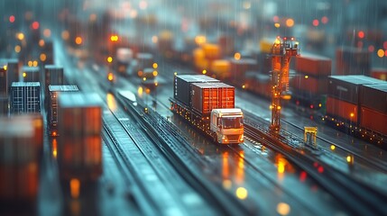 Transportation and logistics network distribution technology concept Using AI in logistics and supply chain management Planning with real time visibility and control over optimized sup : Generative AI