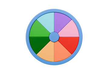 Obraz premium 3d Dropper tool color palette guide with color wheel icon on isolated background. Painter tool art design concept. Minimal Swatch tool suck colors pick designer tool use in design program. 3d render.