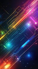 Obraz premium Vibrant abstract digital lines on dark background
