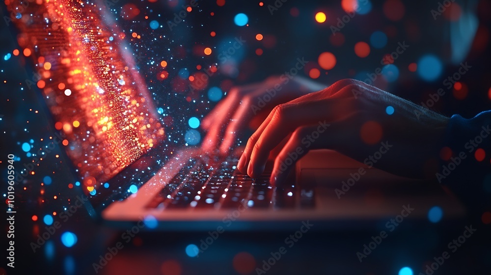 Fototapete Computer programmer programming on laptop with data science futuristic technology background Digital technology cloud computing data engineering global internet network software develo : Generative AI