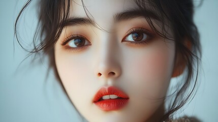 Fototapeta premium Fashion concept of Asian woman Korean fashion : Generative AI