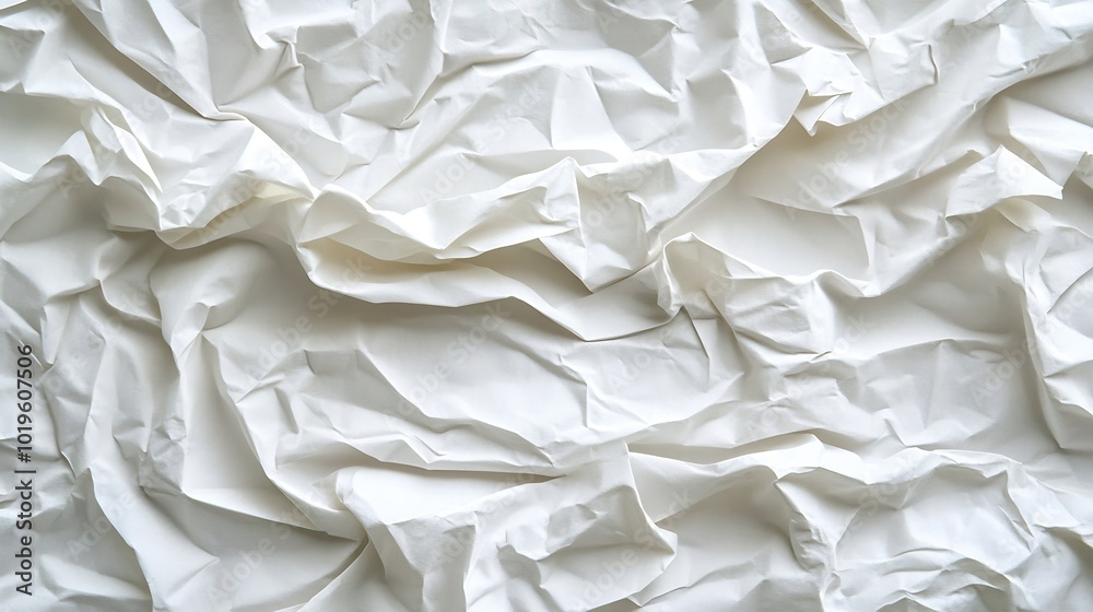 Poster crumpled white paper texture background : generative ai