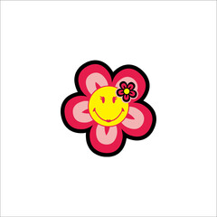 Flower emoticon with smiling face