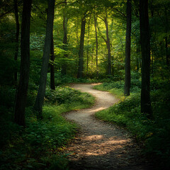 Enchanted Forest Path: A Journey Through Nature's Serene, Sunlit Trail