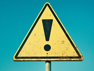 2408 22.A triangular yellow road warning sign with a thick black border, featuring a large black exclamation mark in the center. Below the exclamation mark, there is a blank rectangular space for