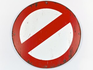 Obraz premium 2408 38.A large red circular warning sign with a white background, featuring a prominent diagonal slash cutting through the middle. The sign is framed by a thick red border, symbolizing prohibition