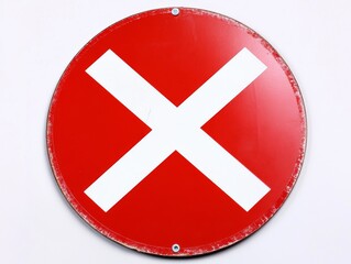 Obraz premium 2408 40.A highly visible red circle with a bold diagonal slash, designed to signify prohibition. The sign is isolated against a white background, its sharp lines and vibrant color delivering a clear