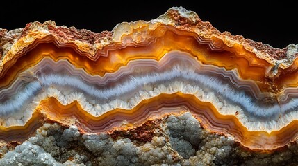 Fototapeta premium Closeup view showcasing the delicate banded patterns of a brazilian agate displaying its natural beauty and geological complexity : Generative AI