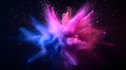 Colorful Powder Cloud Exploding on Black Background with Striking Visual Impact