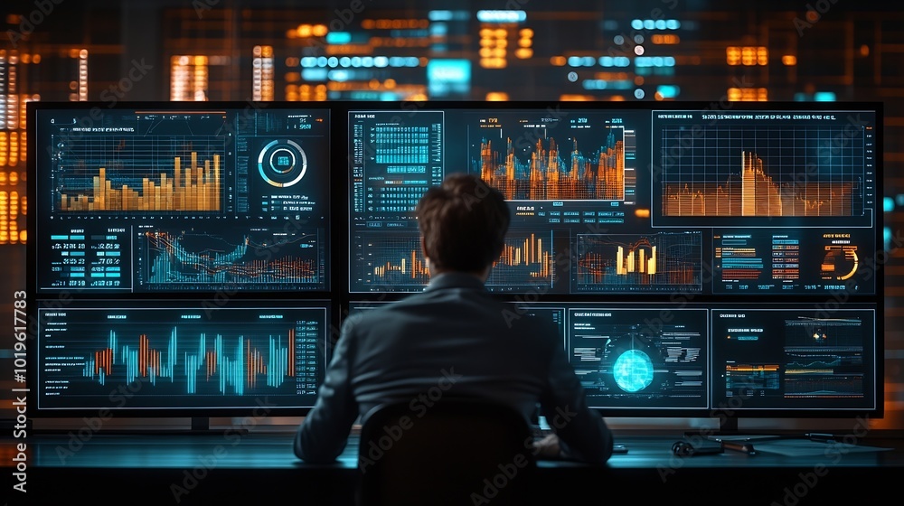 Poster Data analytics and insights powered by big data and artificial intelligence technologies Data scientist working with complex information analysed by AI for business analytics dashboard : Generative AI