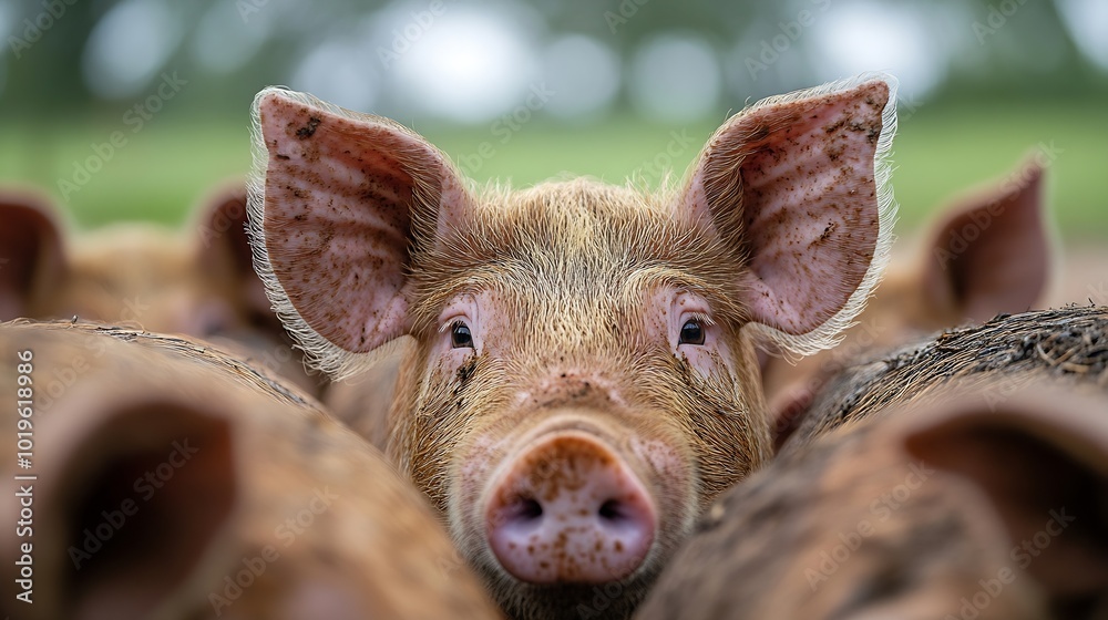 Wall mural pigs crowded together on a noth carolina hog farm relating to large scale hog farming problems and c