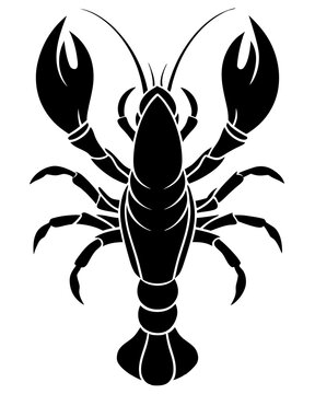 recommend clip art: vector lobster sea fish silhouette isolated on white background 