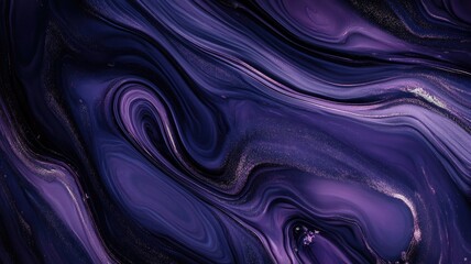 Obraz premium Abstract Swirling Purple and Black Liquid with Glitter