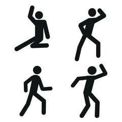 a set of pictograms of a human figure, a stick man in different poses, a flat vector illustration