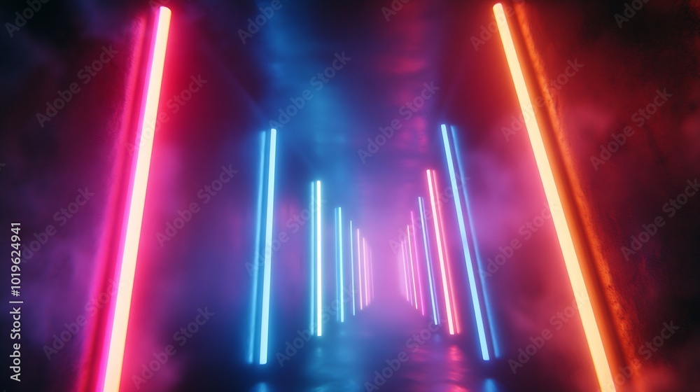 Leinwandbilder neon design elements lights glow and flash technology abstract background high quality photo : gener
