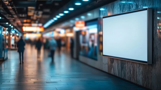 Indoor outdoor city light mall shop template Blank billboard mockup in a subway station underground interior Urban light box inside advertisement metro airport horizontal Clipping path : Generative AI