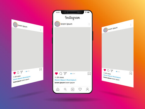 Mumbai, 9th Oct, 2024: Dynamic Instagram post mockup template on an apple iPhone mobile screen. social media network feed. Minimal design phone interface. Premium carousel mock-up. Floating In the air