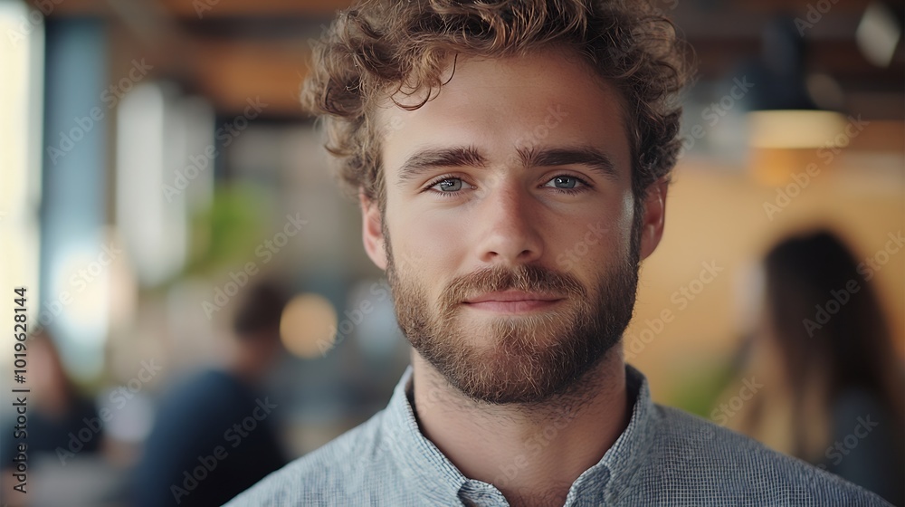 Fototapete Man presenter and collaboration with team in office for startup strategy or business planning in New York People diversity and laugh at joke for work technology or online documents for : Generative AI