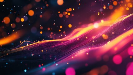 Abstract Background with Wavy Lines and Bokeh Lights