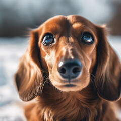 Cute Dachshund Dog Photograph Closeup