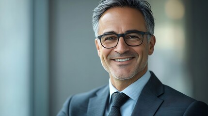 Naklejka premium Smiling mature business man leader isolated on white background portrait Happy middle aged businessman ceo entrepreneur wearing suit confident 45 years old professional executive looki : Generative AI